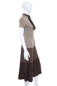 1940's Parklane Juniors Tri-tone Color-block Midi Dress Size S