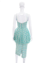 Load image into Gallery viewer, 1950&#39;s Lilli Diamond Aqua and White Plaid Peplum Cocktail Dress Size s
