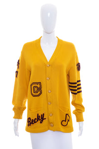 1970's Whiting Yellow Clifton Arizona High School Letterman Jacket Size L