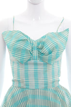 Load image into Gallery viewer, 1950&#39;s Lilli Diamond Aqua and White Plaid Peplum Cocktail Dress Size s
