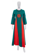 Load image into Gallery viewer, 1970&#39;s Josefa Green and Red Kaftan Size S/M
