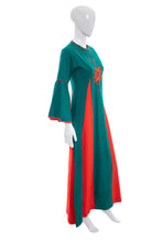 Load image into Gallery viewer, 1970&#39;s Josefa Green and Red Kaftan Size S/M
