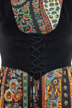 Load image into Gallery viewer, 1970&#39;s Gay Gibson Black Paisley Printed Hippie Dress Size
