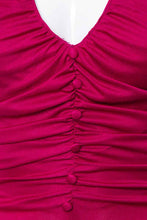 Load image into Gallery viewer, 1980&#39;s New Leaf Magenta Halter Style Ruched Jumpsuit Size XS
