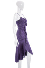 Load image into Gallery viewer, 1980&#39;s S.G.Too Purple Metallic Lurex Disco Dress Size XS
