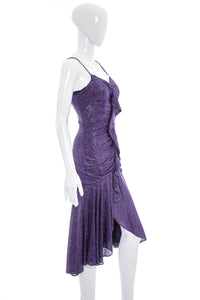 1980's S.G.Too Purple Metallic Lurex Disco Dress Size XS