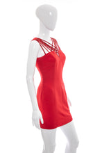 Load image into Gallery viewer, 1990&#39;s Della Roufogali Red Beaded Cocktail Dress Size XS
