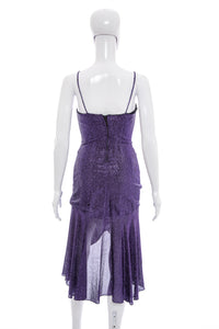 1980's S.G.Too Purple Metallic Lurex Disco Dress Size XS