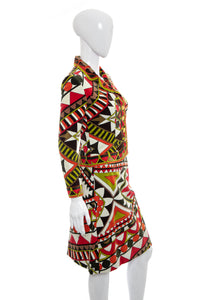 1960's Emilio Pucci Velvet Abstract Print Skirt Suit Size S