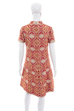 Load image into Gallery viewer, 1960&#39;s Red and Gold Metallic Brocade Cocktail Dress Size M
