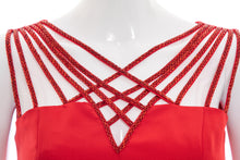 Load image into Gallery viewer, 1990&#39;s Della Roufogali Red Beaded Cocktail Dress Size XS
