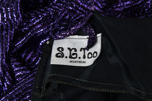 Load image into Gallery viewer, 1980&#39;s S.G.Too Purple Metallic Lurex Disco Dress Size XS
