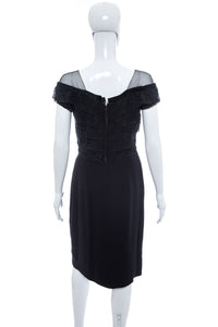 1950's Peggy Hunt Black Lace Detail Cocktail Dress Size M