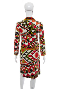 1960's Emilio Pucci Velvet Abstract Print Skirt Suit Size S