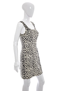 1980's Cache White and Black Animal Print Dress Size M