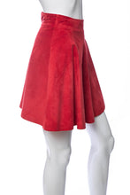 Load image into Gallery viewer, 1990&#39;s Tannery West Red Leather A-Line Mini Skirt Size XS
