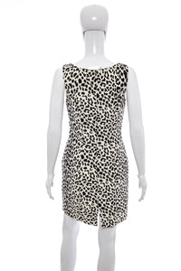 1980's Cache White and Black Animal Print Dress Size M