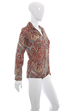 Load image into Gallery viewer, 1970&#39;s Red and Tan Paisley Bodysuit Size M
