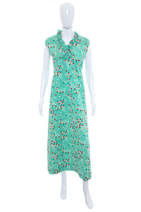 1960's Sears Fashions Mint Confetti Print Maxi Dress Size XXL