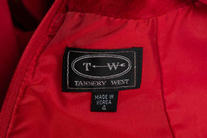 1990's Tannery West Red Leather A-Line Mini Skirt Size XS