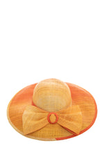 Load image into Gallery viewer, 1980&#39;s Liz Claiborne Orange Ombre Woven Wide Brim Hat
