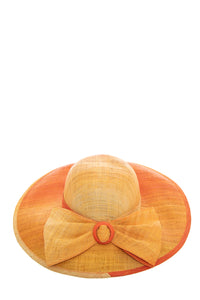 1980's Liz Claiborne Orange Ombre Woven Wide Brim Hat