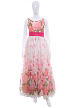 Load image into Gallery viewer, 1960&#39;s Emma Domb Pink Rose Print Gown Size XS
