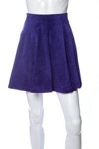 1990's Tannery West Purple Leather A-Line Mini Skirt Size XS