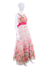 Load image into Gallery viewer, 1960&#39;s Emma Domb Pink Rose Print Gown Size XS
