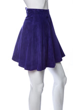 Load image into Gallery viewer, 1990&#39;s Tannery West Purple Leather A-Line Mini Skirt Size XS
