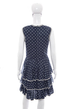 Load image into Gallery viewer, 1960&#39;s Melissa Lane Navy and White Polka Dot Dress Size M
