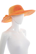 Load image into Gallery viewer, 1980&#39;s Liz Claiborne Orange Ombre Woven Wide Brim Hat
