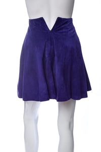 1990's Tannery West Purple Leather A-Line Mini Skirt Size XS
