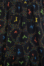 Load image into Gallery viewer, 1950&#39;s Rare Black and Multicolor Novelty Circus Print Dress Size M/L
