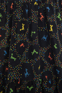 1950's Rare Black and Multicolor Novelty Circus Print Dress Size M/L