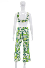 Load image into Gallery viewer, 1960&#39;s Green and White Abstract Paint Print Overalls Size S
