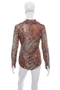 1970's Red and Tan Paisley Bodysuit Size M