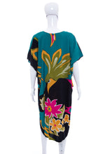 Load image into Gallery viewer, 1980&#39;s Bumi Agung Blue and Multicolor Bird Print Kaftan Size OS
