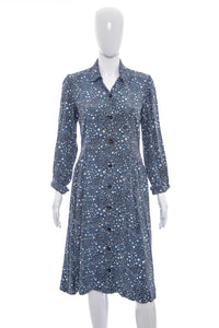 1940's Blue and White Blueberry Print Dress Size L