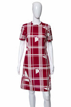 Load image into Gallery viewer, 1960&#39;sMarron and White Abstract-Geo Printed Dress Size M/L
