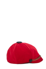 Load image into Gallery viewer, 1960&#39;s Mod Red Velvet and Chain Detail Newsboy Cap
