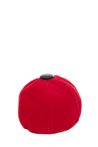 1960's Mod Red Velvet and Chain Detail Newsboy Cap