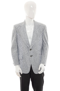 1970's Hammonton Park Grey and White Suit Jacket Size M