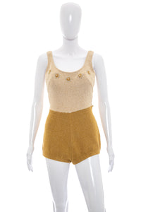 1950's Robby Len Brown Knit Bathing Suit Size M