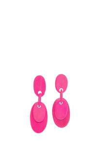 1980's Fuchsia Oval Drop Earrings