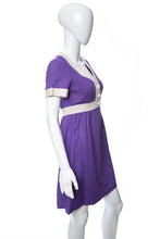 Load image into Gallery viewer, 1970&#39;s Purple and Ivory Casual Dress Size M/L
