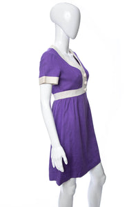 1970's Purple and Ivory Casual Dress Size M/L