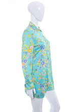 Load image into Gallery viewer, 1960&#39;s Aqua Floral Print Mini Dress Size L
