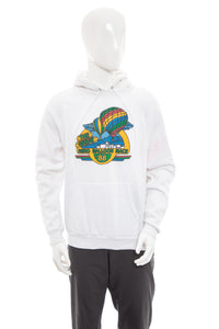 1980's Hanes White and Multicolor Reno Hot Air Balloon Hoodie SZ M/L