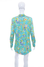 Load image into Gallery viewer, 1960&#39;s Aqua Floral Print Mini Dress Size L
